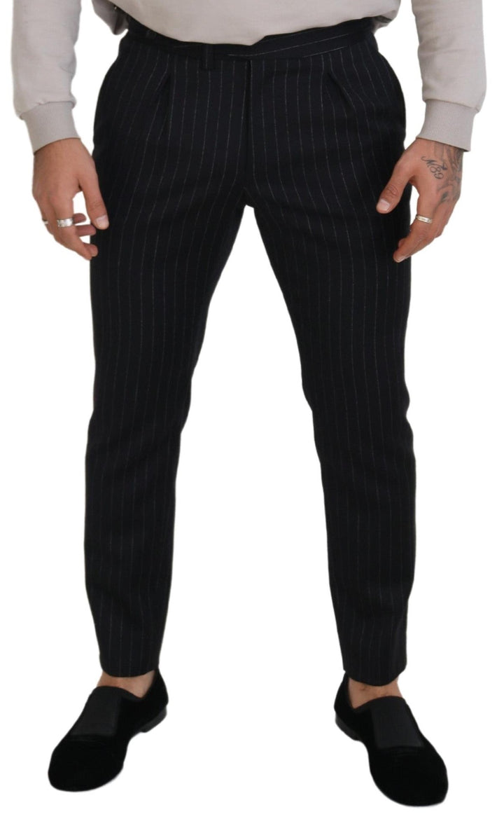 Men’s Dolce &amp; Gabbana Black Wool Striped Chino Pants
