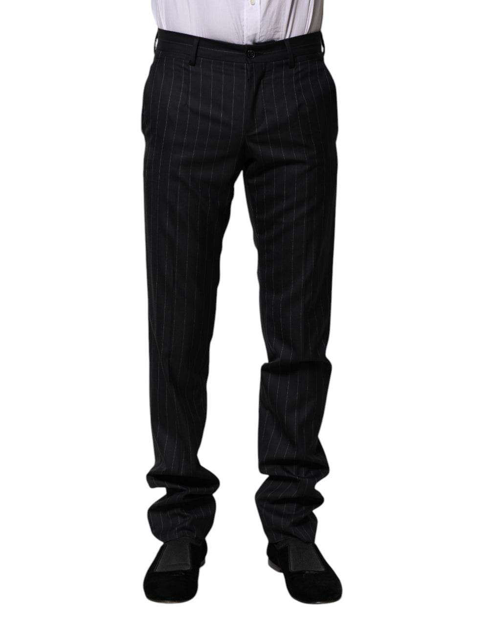 Men’s Dolce & Gabbana Black Wool Striped Formal Pants