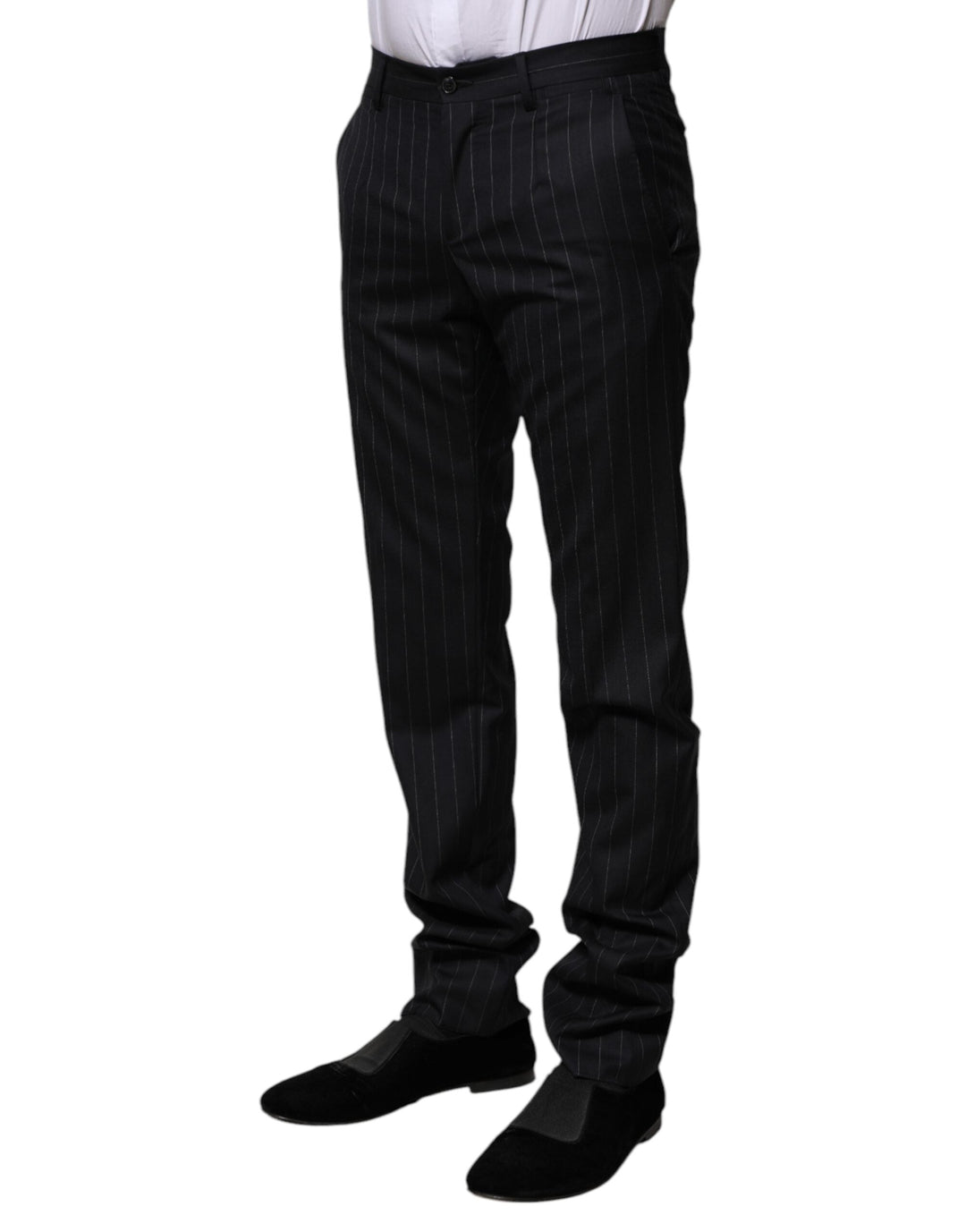 Men’s Dolce &amp; Gabbana Black Wool Striped Formal Pants