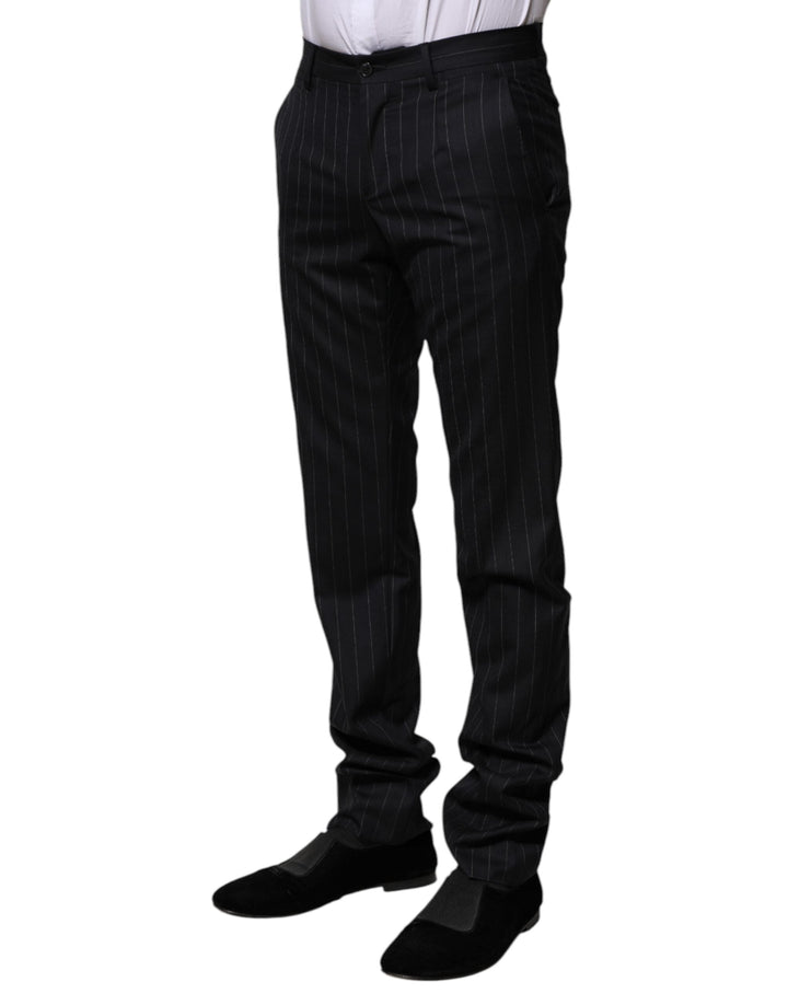 Men’s Dolce &amp; Gabbana Black Wool Striped Formal Pants