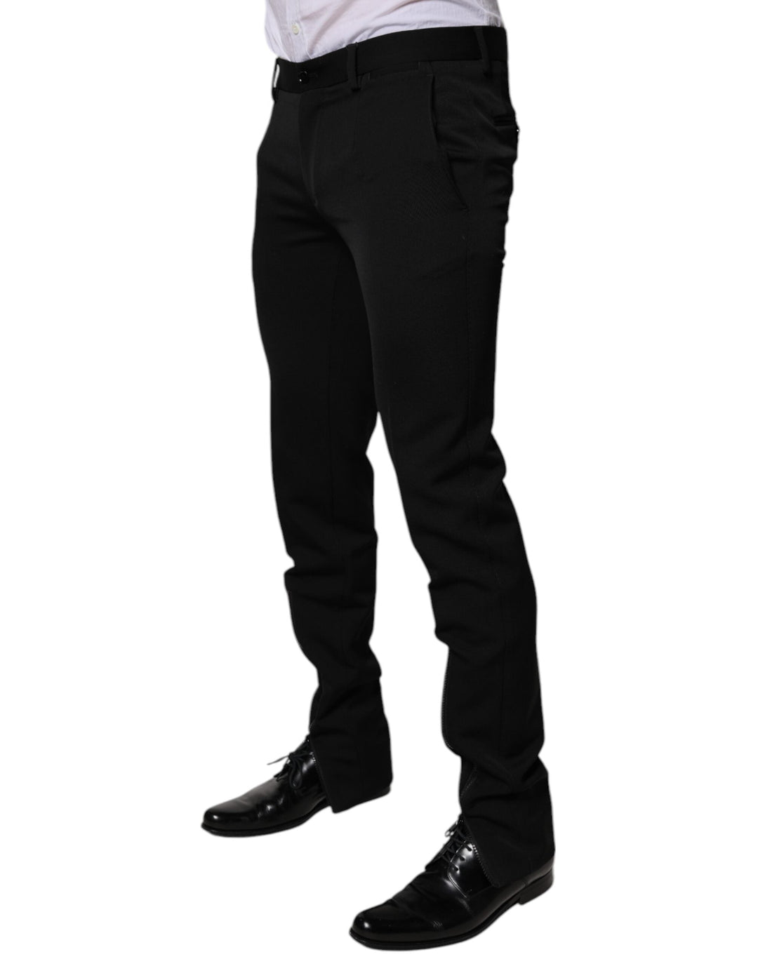 Men’s Dolce &amp; Gabbana Black Wool Tapered Formal Dress Pants