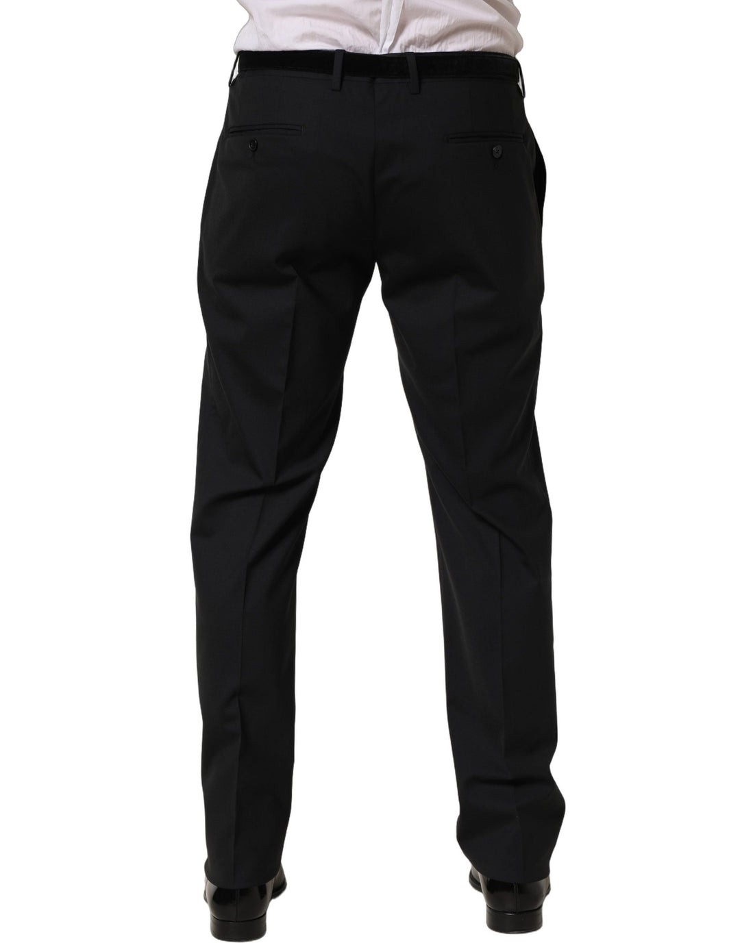 Men’s Dolce &amp; Gabbana Black Wool Tapered Leg Dress Trouser Pants