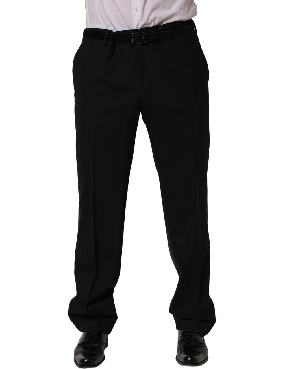 Men’s Dolce & Gabbana Black Wool Tapered Leg Dress Trouser Pants