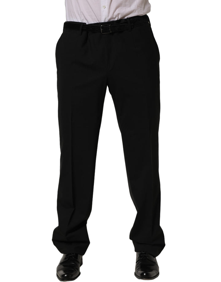 Men’s Dolce &amp; Gabbana Black Wool Tapered Leg Dress Trouser Pants