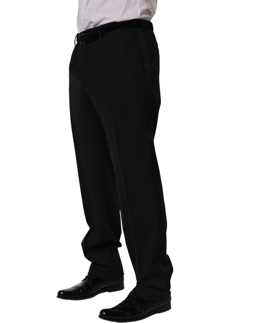 Men’s Dolce &amp; Gabbana Black Wool Tapered Leg Dress Trouser Pants