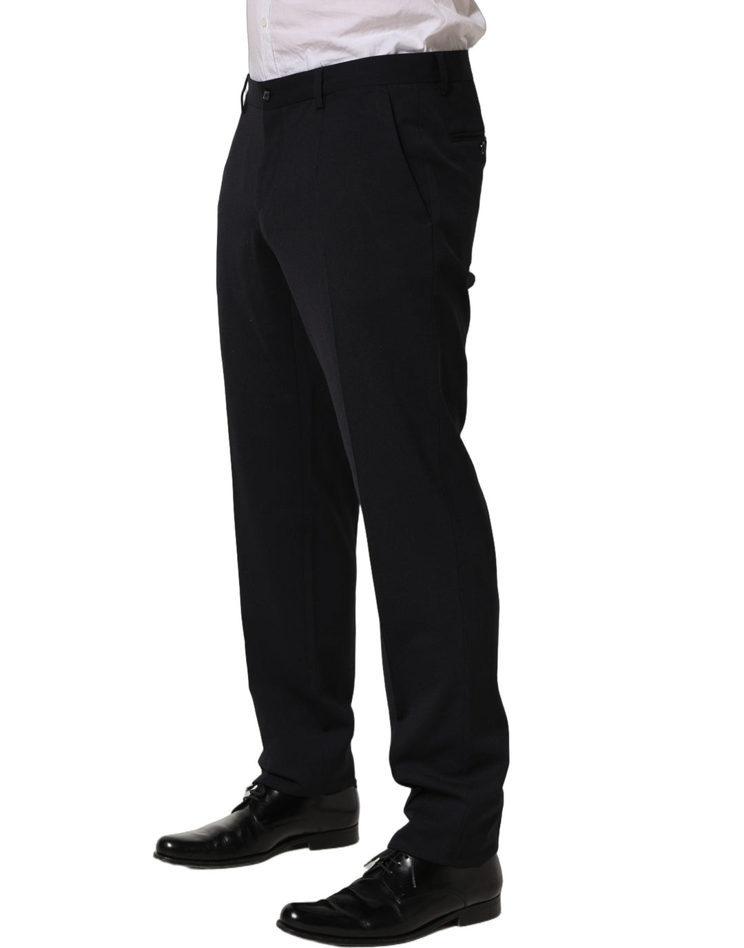 Men’s Dolce &amp; Gabbana Black Wool Tapered Leg Dress Trouser Pants