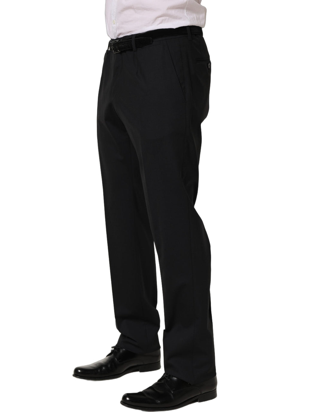 Men’s Dolce &amp; Gabbana Black Wool Tapered Leg Dress Trouser Pants
