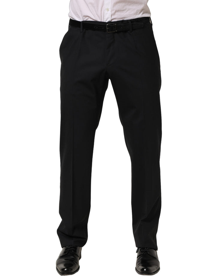 Men’s Dolce &amp; Gabbana Black Wool Tapered Leg Dress Trouser Pants