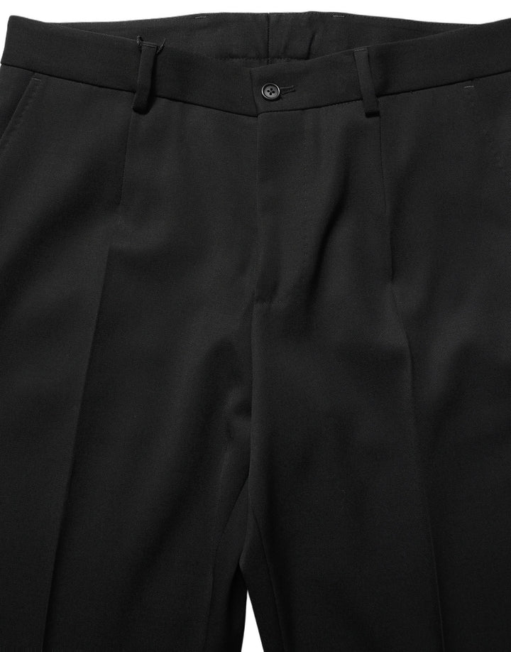 Men’s Dolce &amp; Gabbana Black Wool Tapered Men Dress Trouser Pants