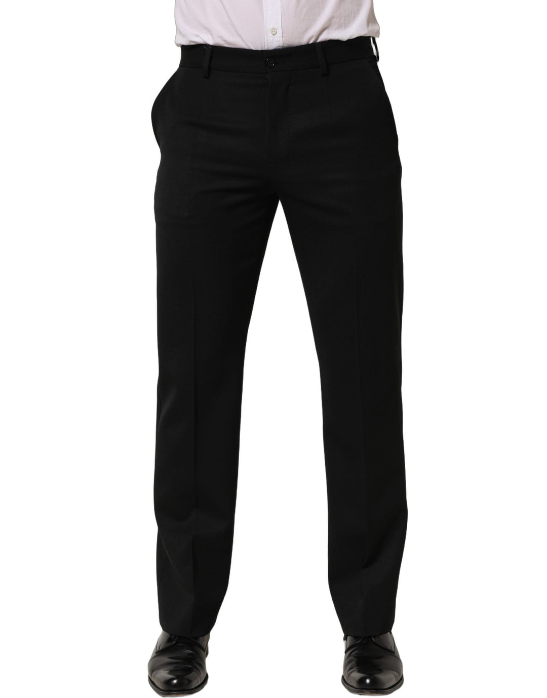 Men’s Dolce &amp; Gabbana Black Wool Tapered Men Dress Trouser Pants