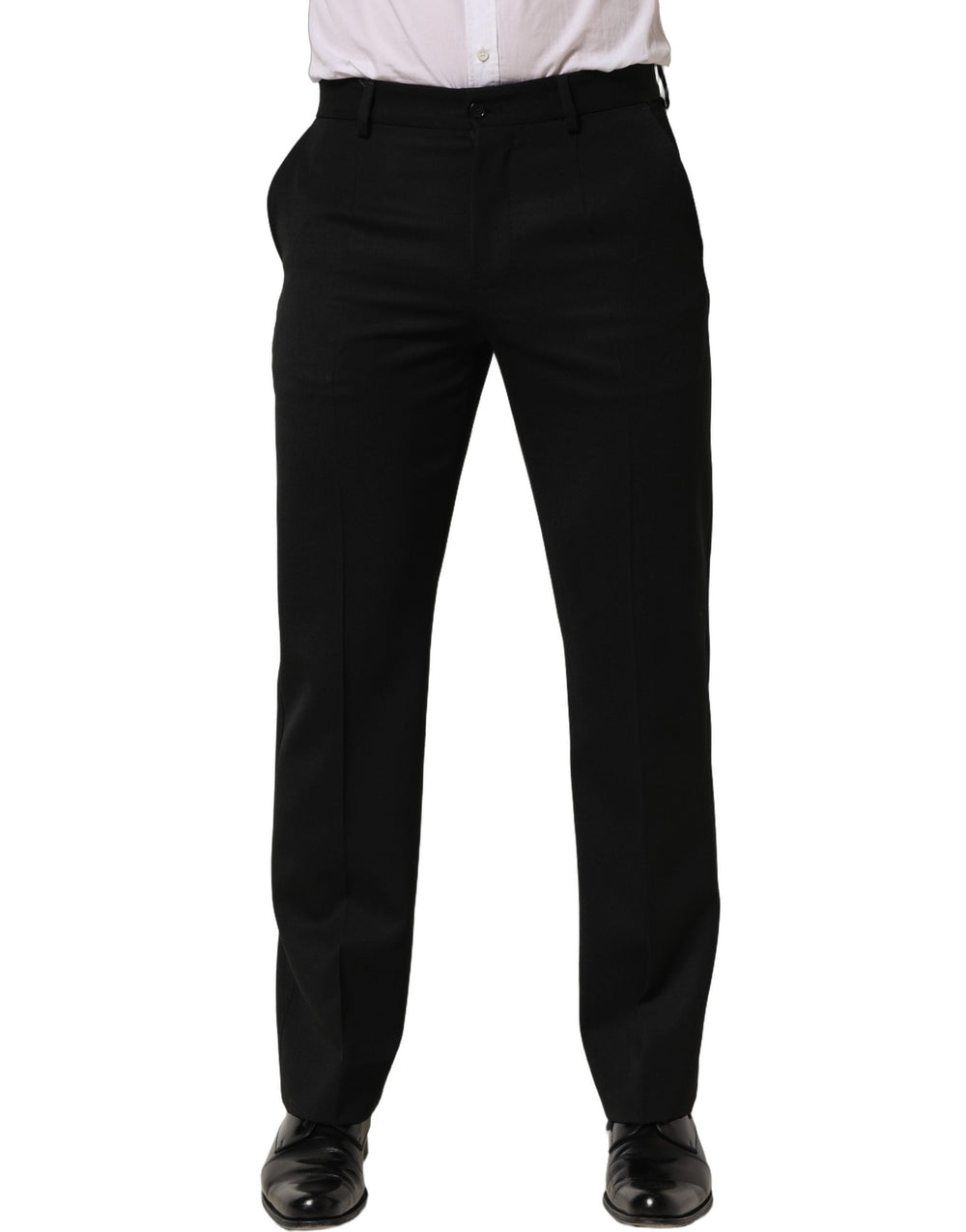 Men’s Dolce & Gabbana Black Wool Tapered Men Dress Trouser Pants
