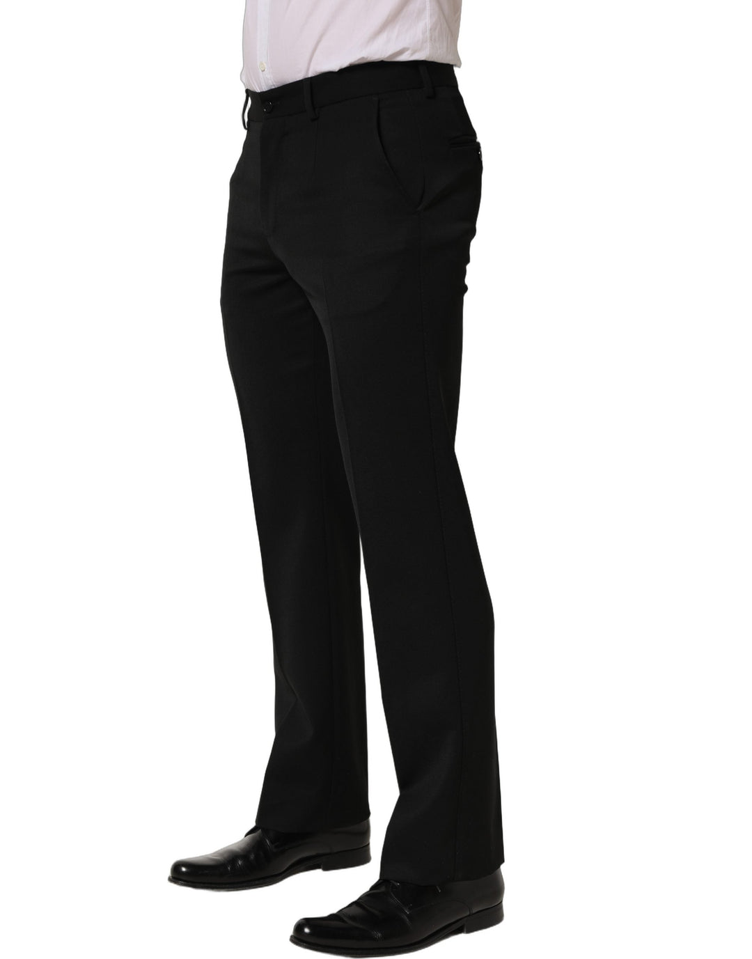 Men’s Dolce &amp; Gabbana Black Wool Tapered Men Dress Trouser Pants