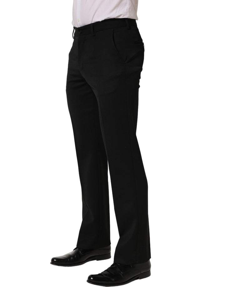 Men’s Dolce &amp; Gabbana Black Wool Tapered Men Dress Trouser Pants