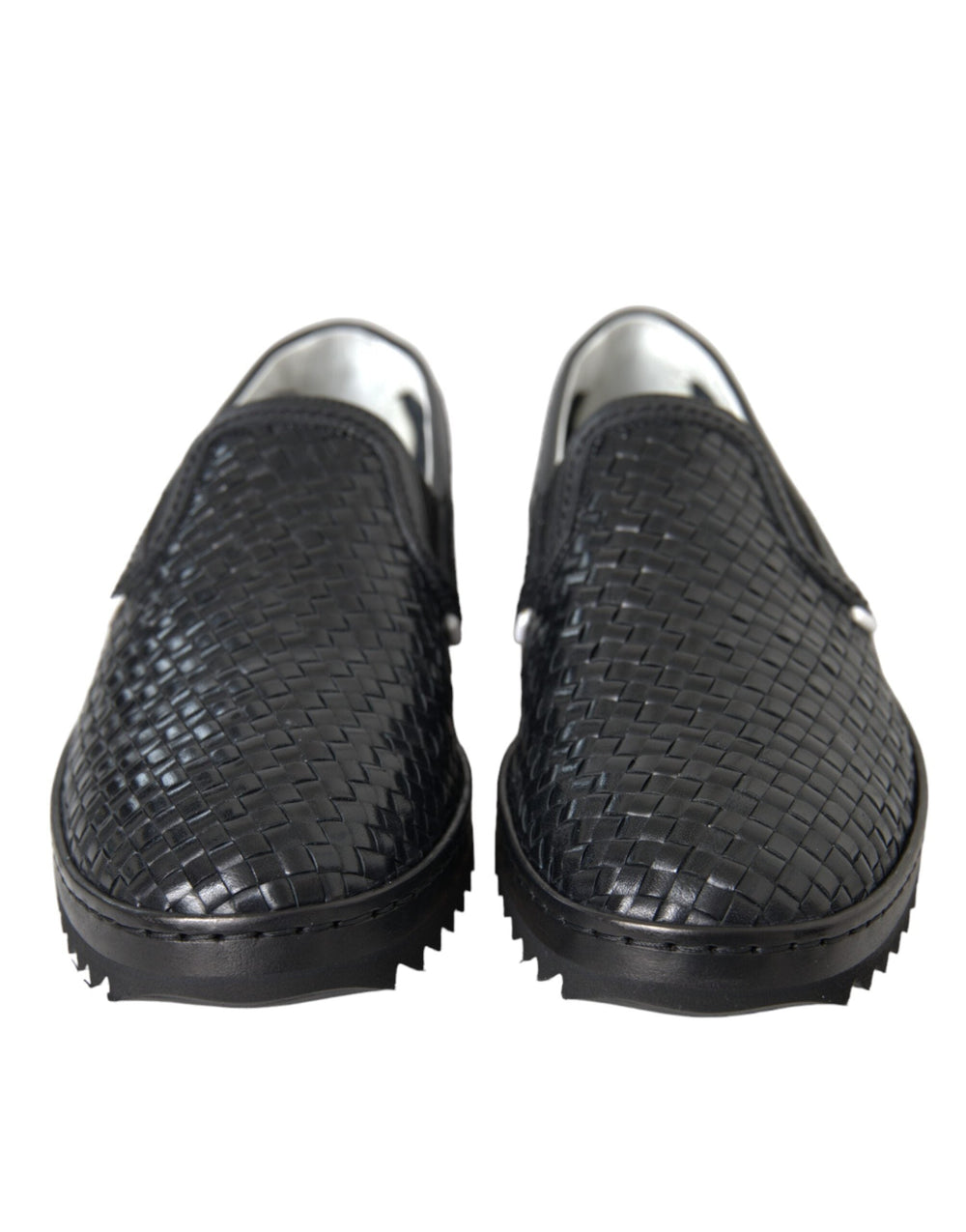 Men’s Dolce & Gabbana Black Woven Buffalo Leather Men Loafers Shoes