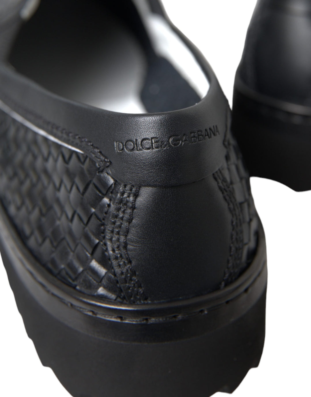 Men’s Dolce &amp; Gabbana Black Woven Buffalo Leather Men Loafers Shoes