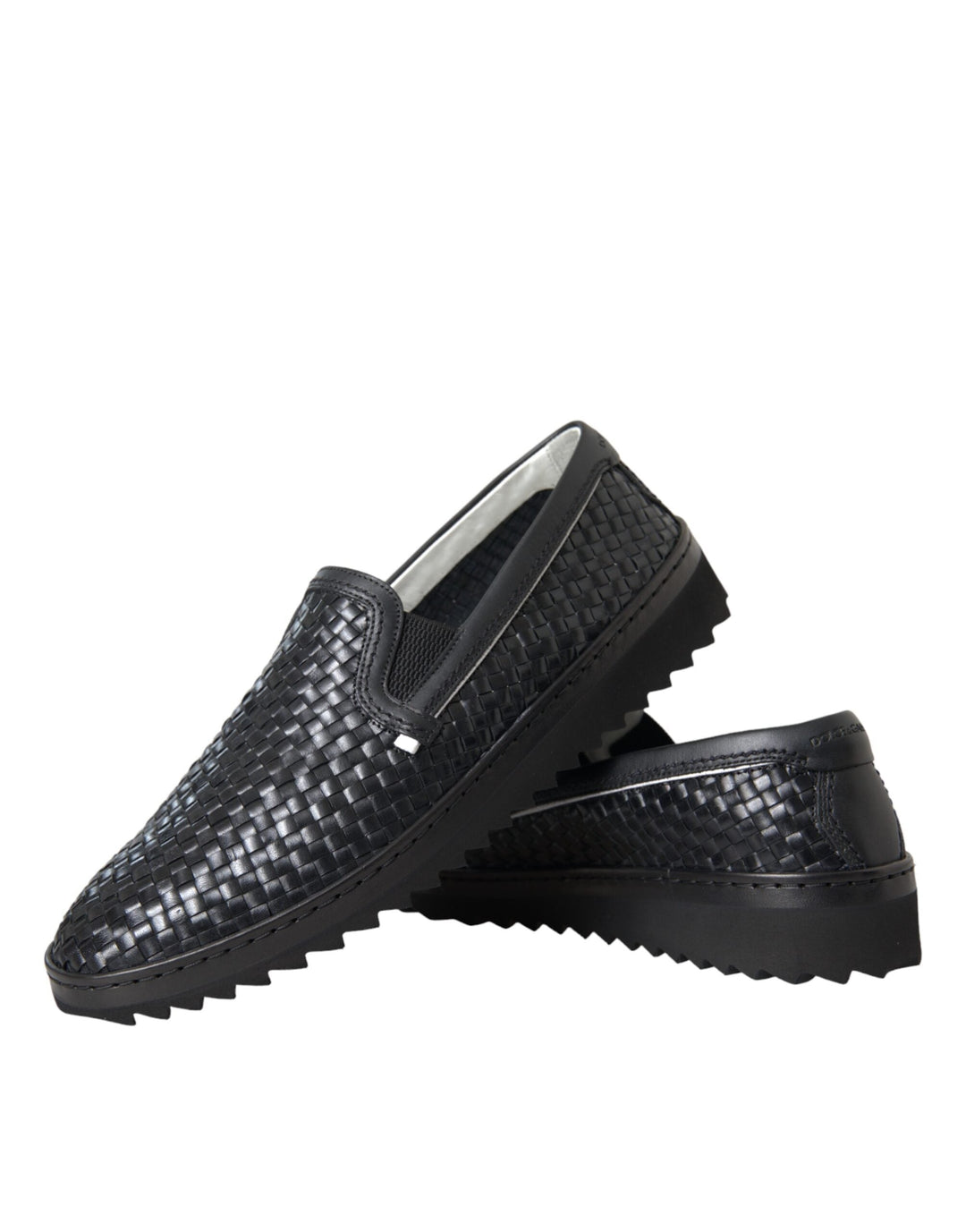 Men’s Dolce &amp; Gabbana Black Woven Buffalo Leather Men Loafers Shoes