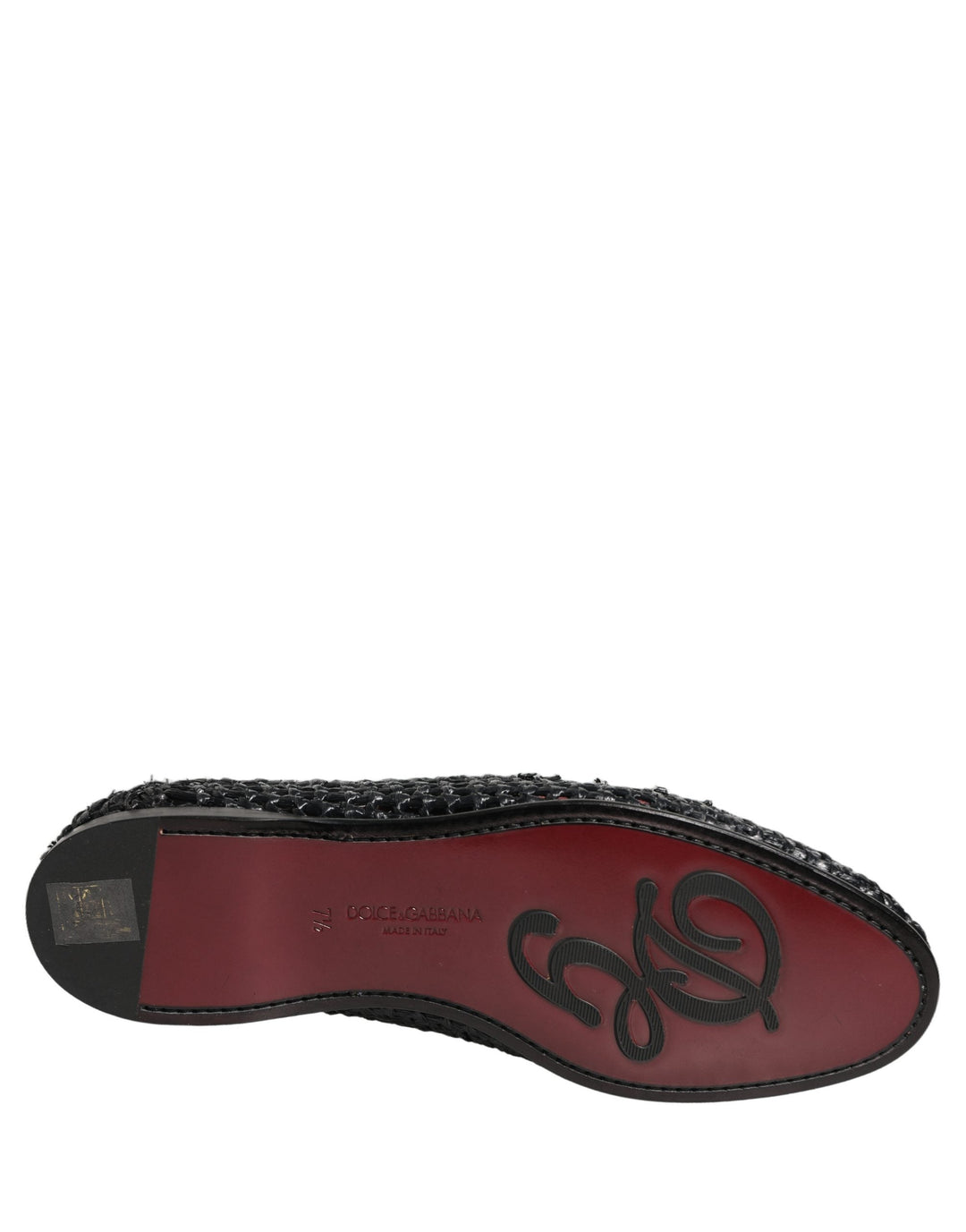 Men’s Dolce &amp; Gabbana Black Woven Raffia Slip on Loafers Shoes