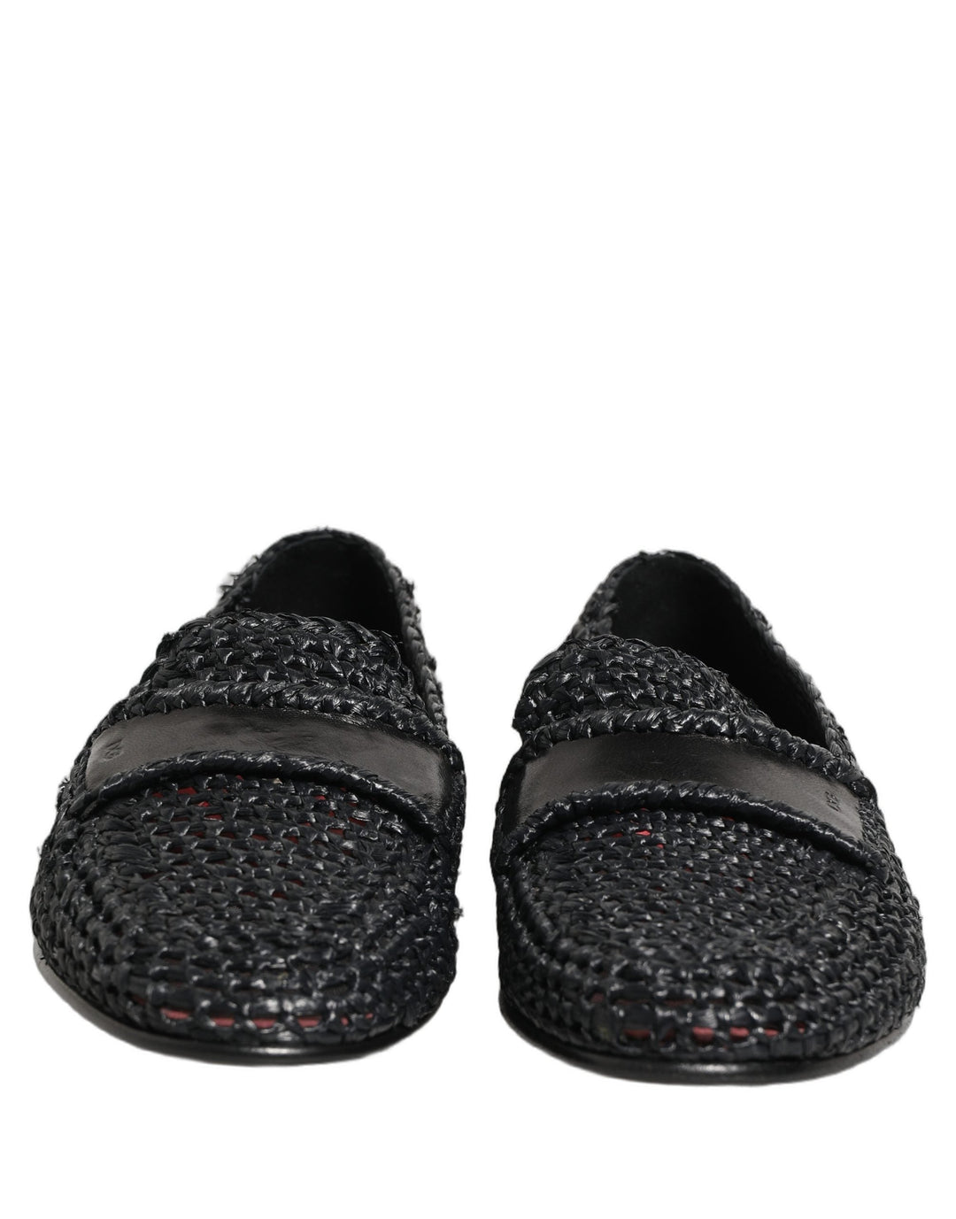 Men’s Dolce &amp; Gabbana Black Woven Raffia Slip on Loafers Shoes