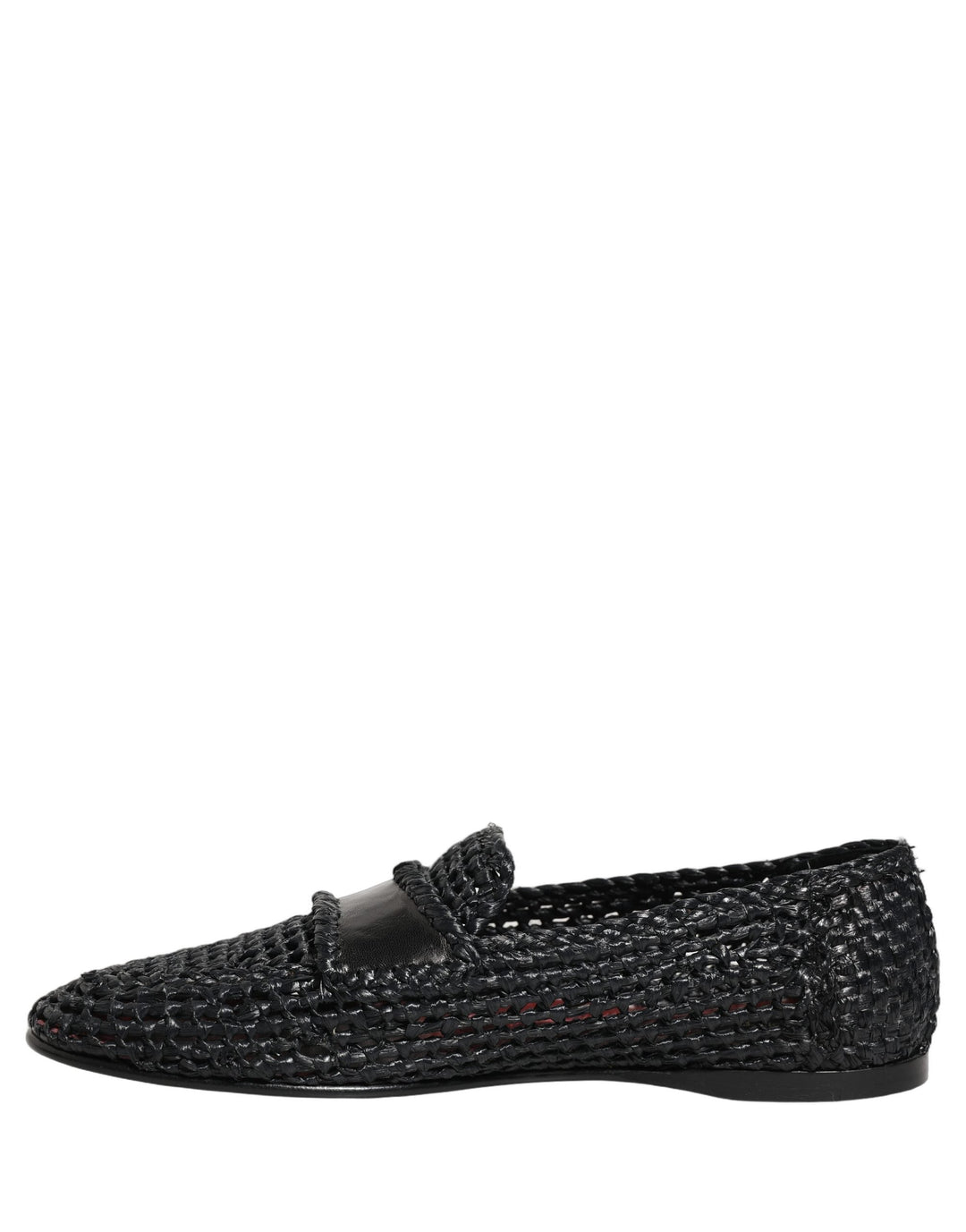 Men’s Dolce &amp; Gabbana Black Woven Raffia Slip on Loafers Shoes