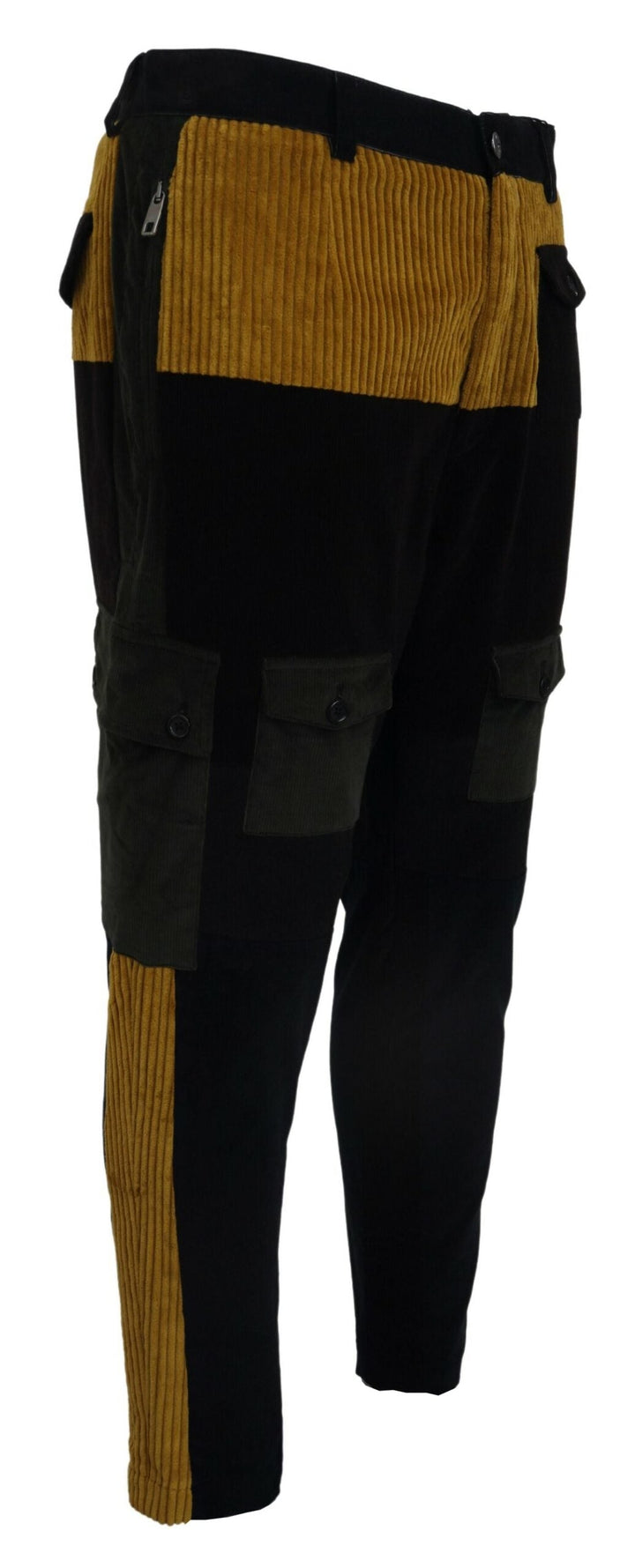 Men’s Dolce &amp; Gabbana Black Yellow Cotton Men Pants