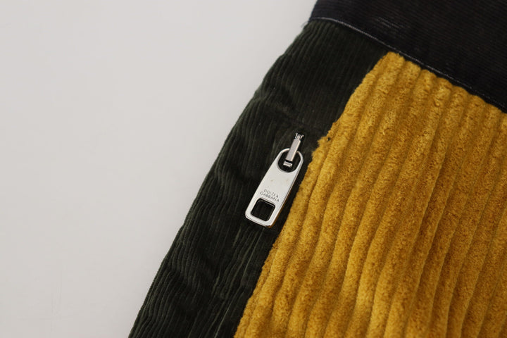 Men’s Dolce &amp; Gabbana Black Yellow Cotton Men Pants