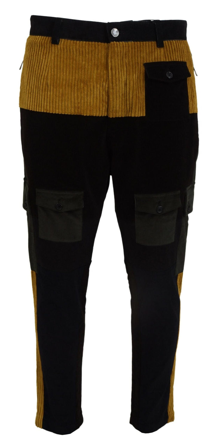 Men’s Dolce &amp; Gabbana Black Yellow Cotton Men Pants