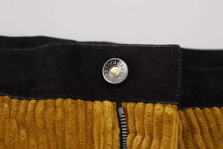 Men’s Dolce &amp; Gabbana Black Yellow Cotton Men Pants