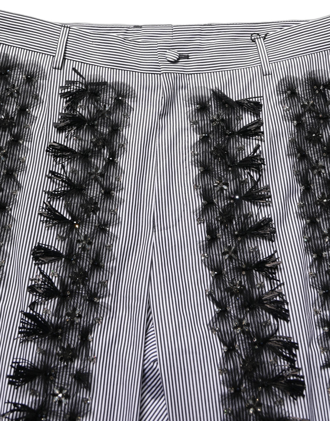 Men’s Dolce &amp; Gabbana Blackgray Pinstripe Embellished Trouser Pants