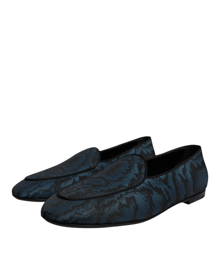 Men’s Dolce &amp; Gabbana Blue Black Flats Men Loafers Dress Shoes