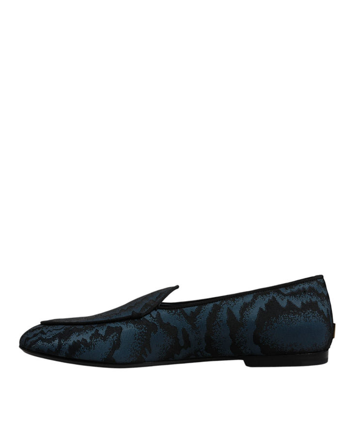 Men’s Dolce &amp; Gabbana Blue Black Flats Men Loafers Dress Shoes