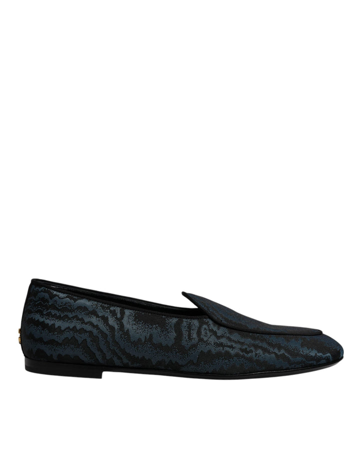 Men’s Dolce &amp; Gabbana Blue Black Flats Men Loafers Dress Shoes