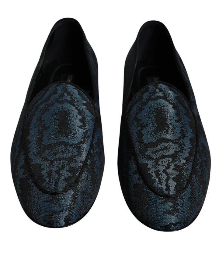 Men’s Dolce &amp; Gabbana Blue Black Flats Men Loafers Dress Shoes