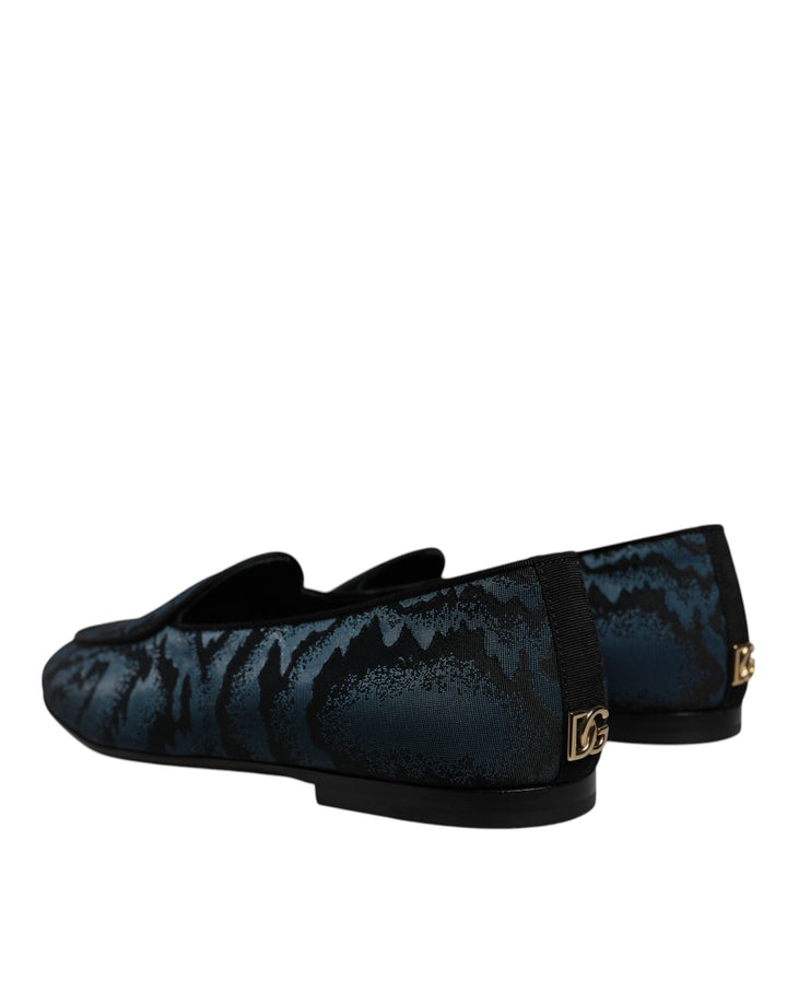 Men’s Dolce &amp; Gabbana Blue Black Flats Men Loafers Dress Shoes