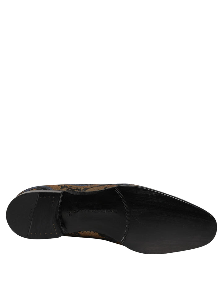 Men’s Dolce &amp; Gabbana Blue Brocade Slip on Men Dress Loafers Shoes