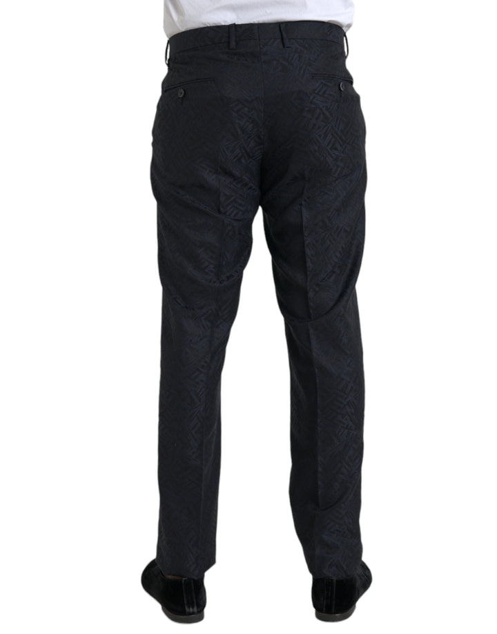 Men’s Dolce &amp; Gabbana Blue Brocade Wool Skinny Men Dress Pants