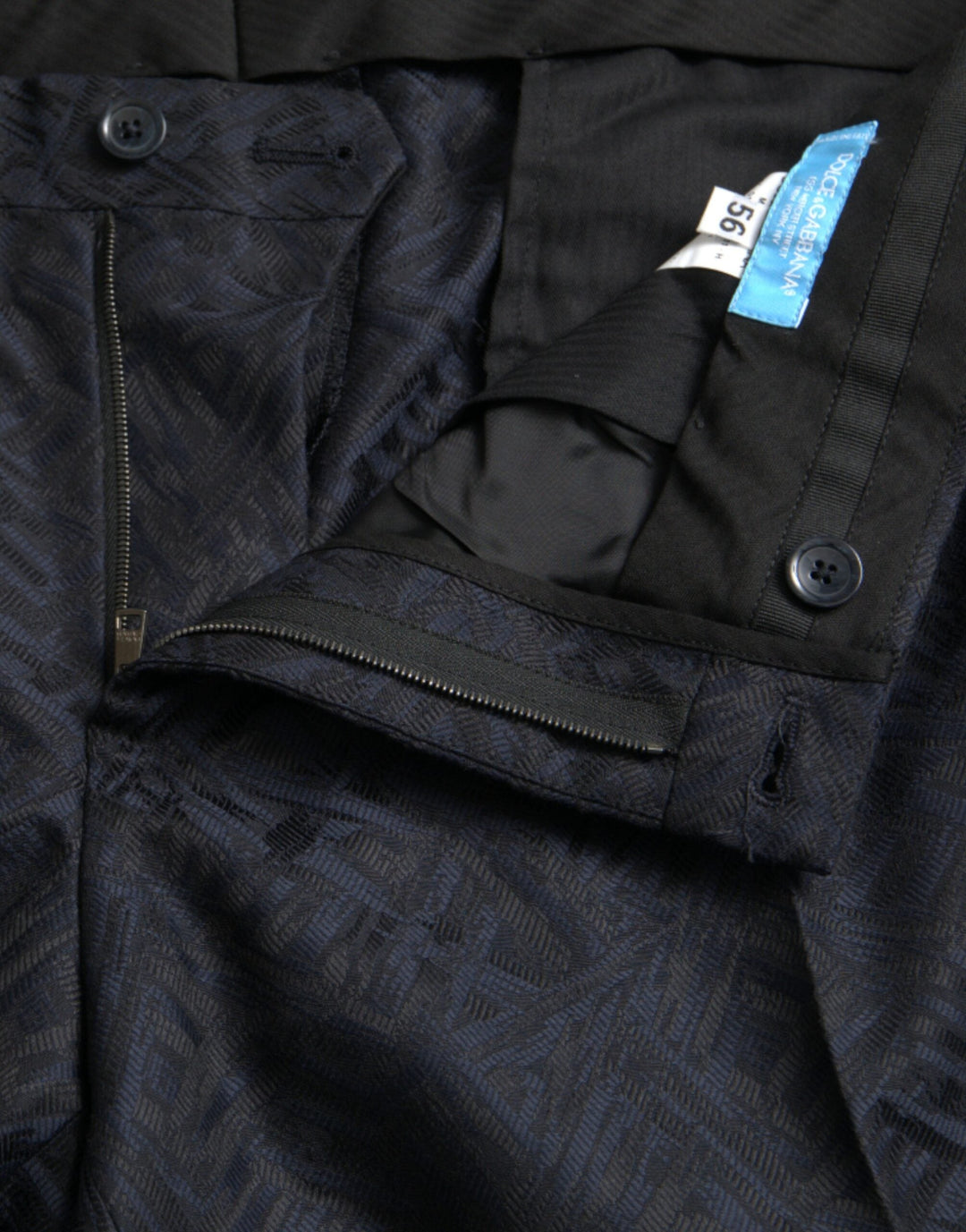 Men’s Dolce &amp; Gabbana Blue Brocade Wool Skinny Men Dress Pants