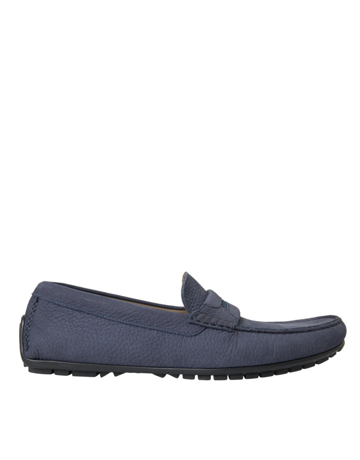 Men’s Dolce &amp; Gabbana Blue Calf Leather Slip on Moccasin Shoes