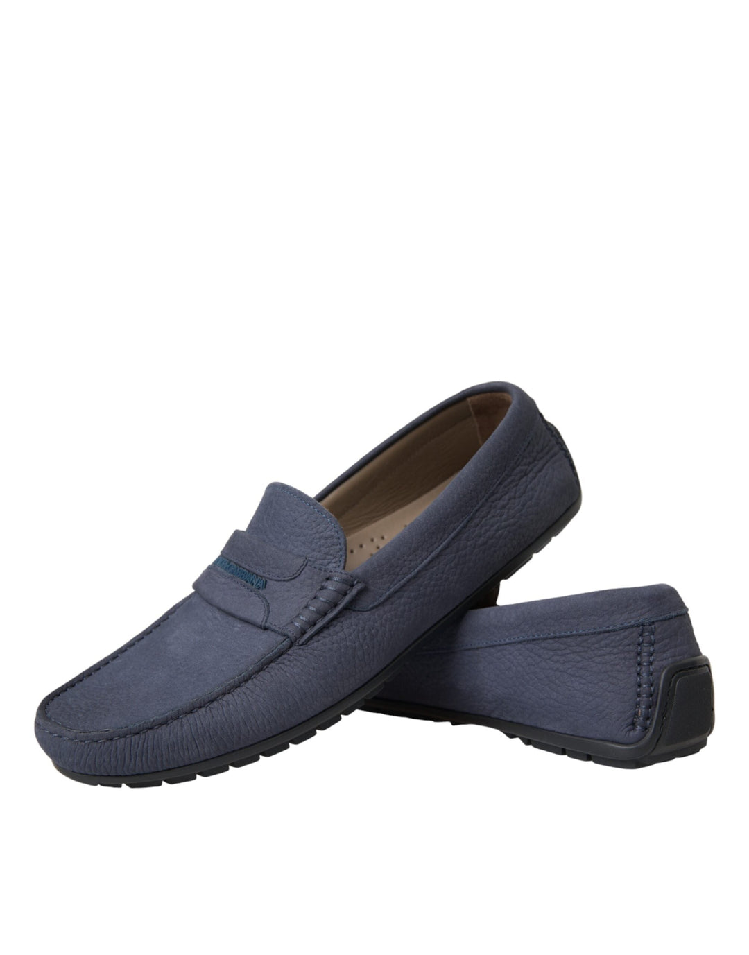 Men’s Dolce &amp; Gabbana Blue Calf Leather Slip on Moccasin Shoes