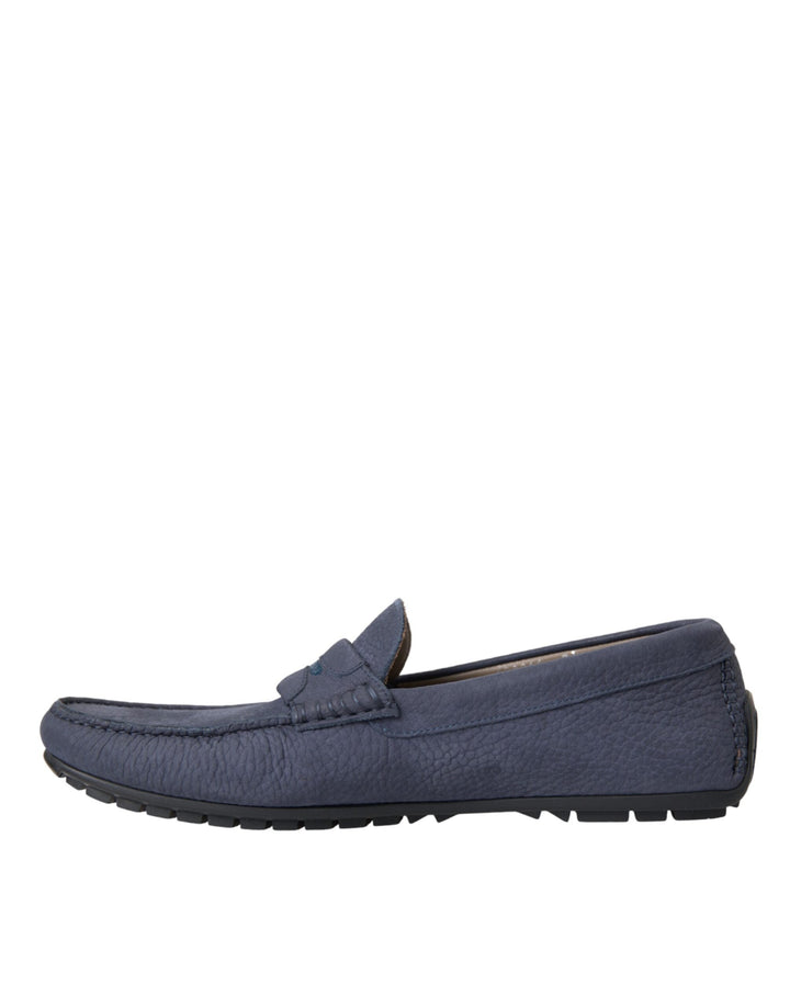 Men’s Dolce &amp; Gabbana Blue Calf Leather Slip on Moccasin Shoes