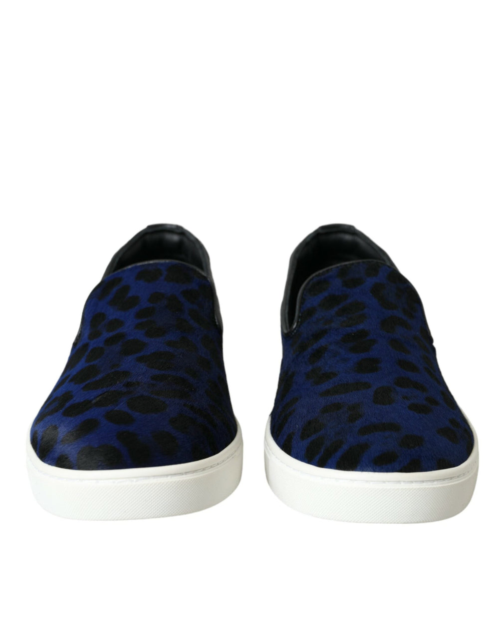 Men’s Dolce & Gabbana Blue Calfskin Hair Leopard Sneakers Shoes