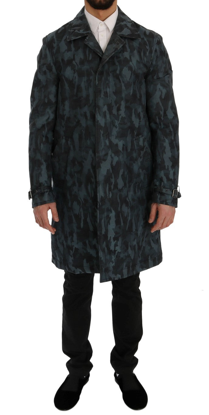 Men’s Dolce & Gabbana Blue Camouflage Trench