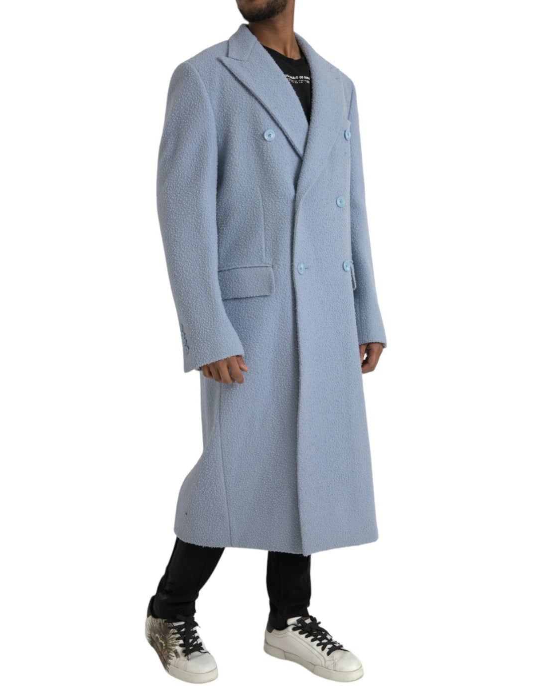 Men’s Dolce &amp; Gabbana Blue Cashmere Trench Coat