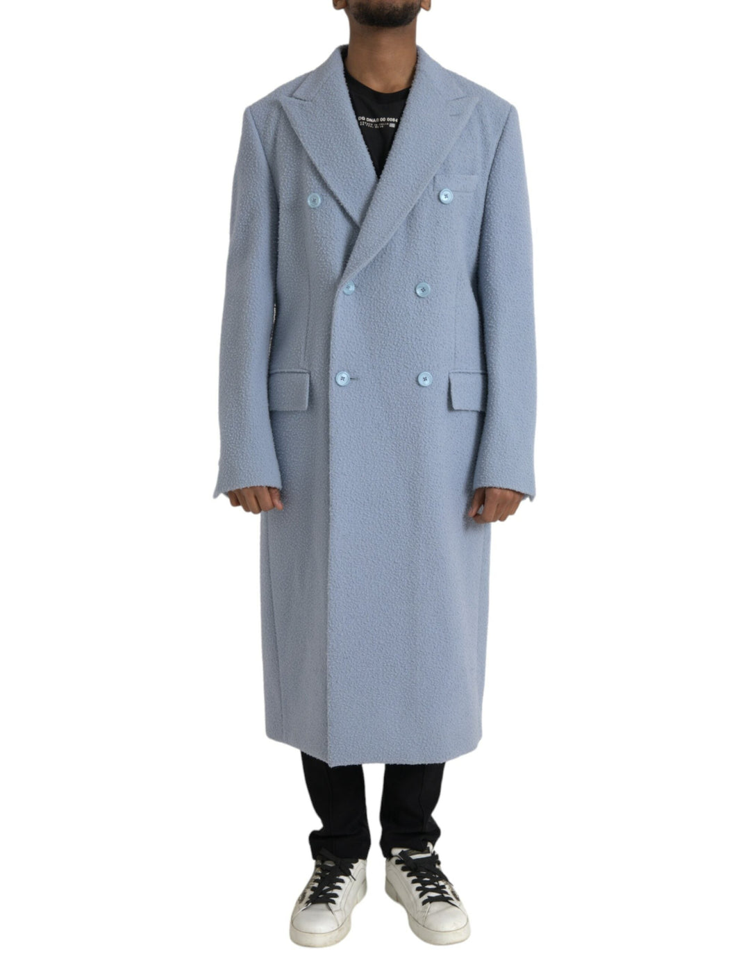 Men’s Dolce &amp; Gabbana Blue Cashmere Trench Coat