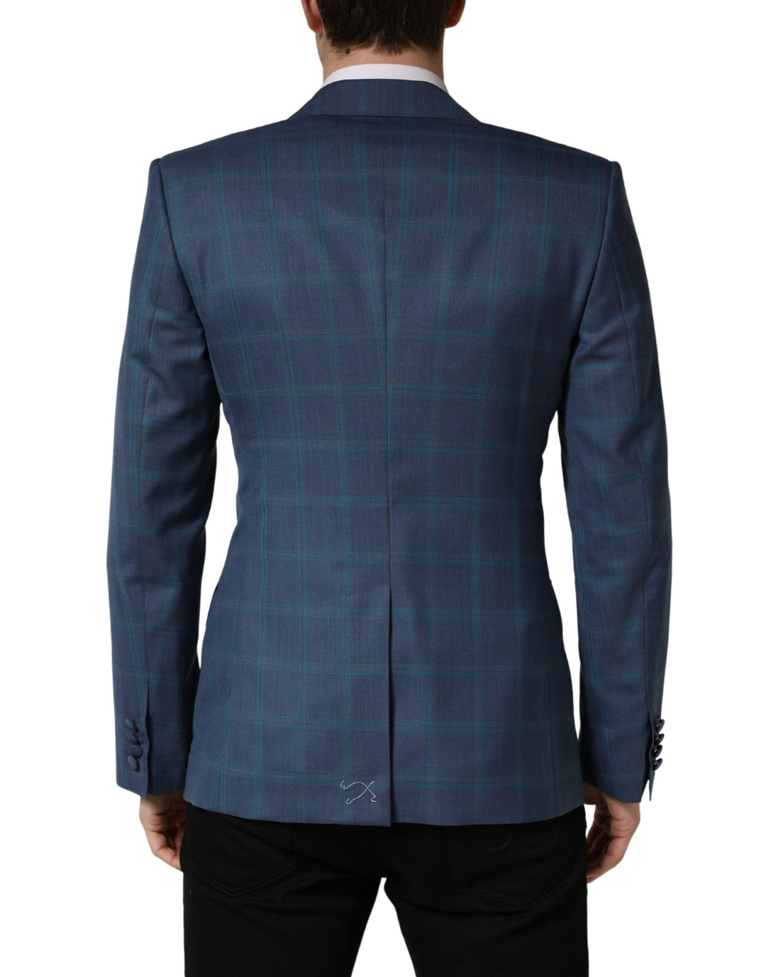 Men’s Dolce &amp; Gabbana Blue Checked Double Breasted Men Suit Jacket