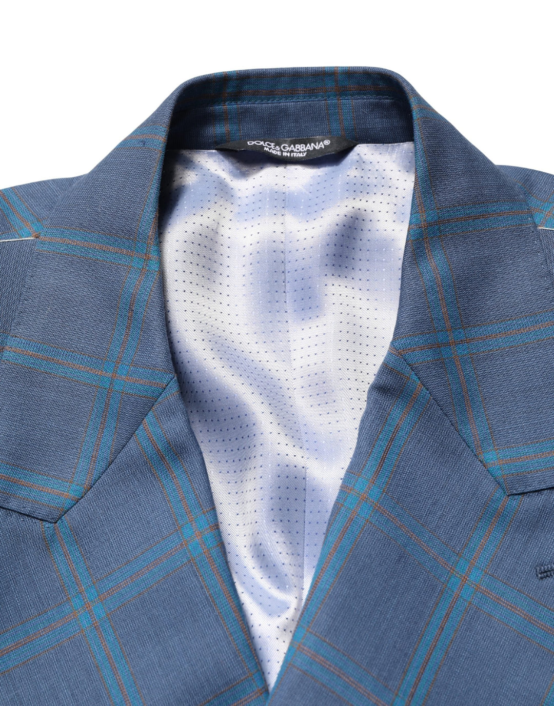 Men’s Dolce &amp; Gabbana Blue Checked Double Breasted Men Suit Jacket