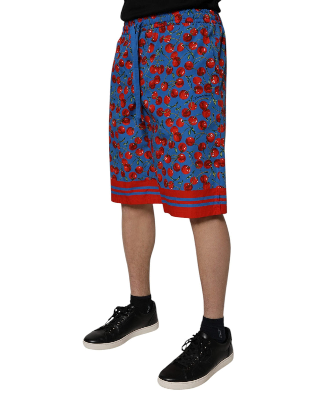 Men’s Dolce &amp; Gabbana Blue Cherry Print Cotton Men Bermuda Shorts
