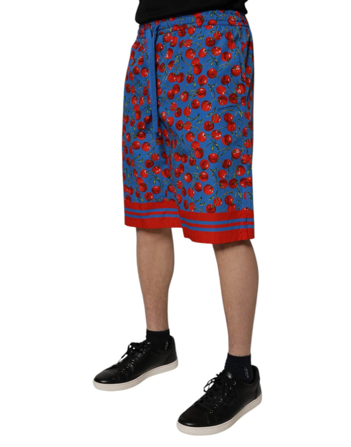 Men’s Dolce &amp; Gabbana Blue Cherry Print Cotton Men Bermuda Shorts