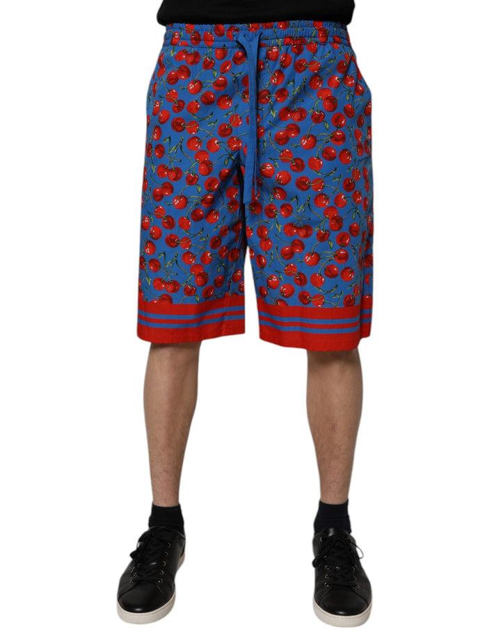 Men’s Dolce &amp; Gabbana Blue Cherry Print Cotton Men Bermuda Shorts
