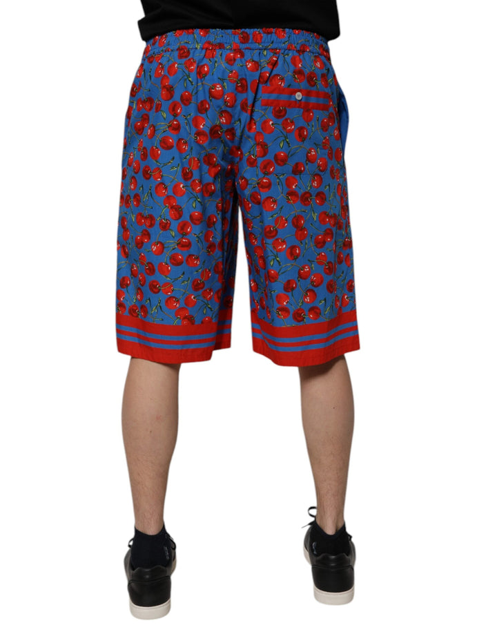 Men’s Dolce &amp; Gabbana Blue Cherry Print Cotton Men Bermuda Shorts
