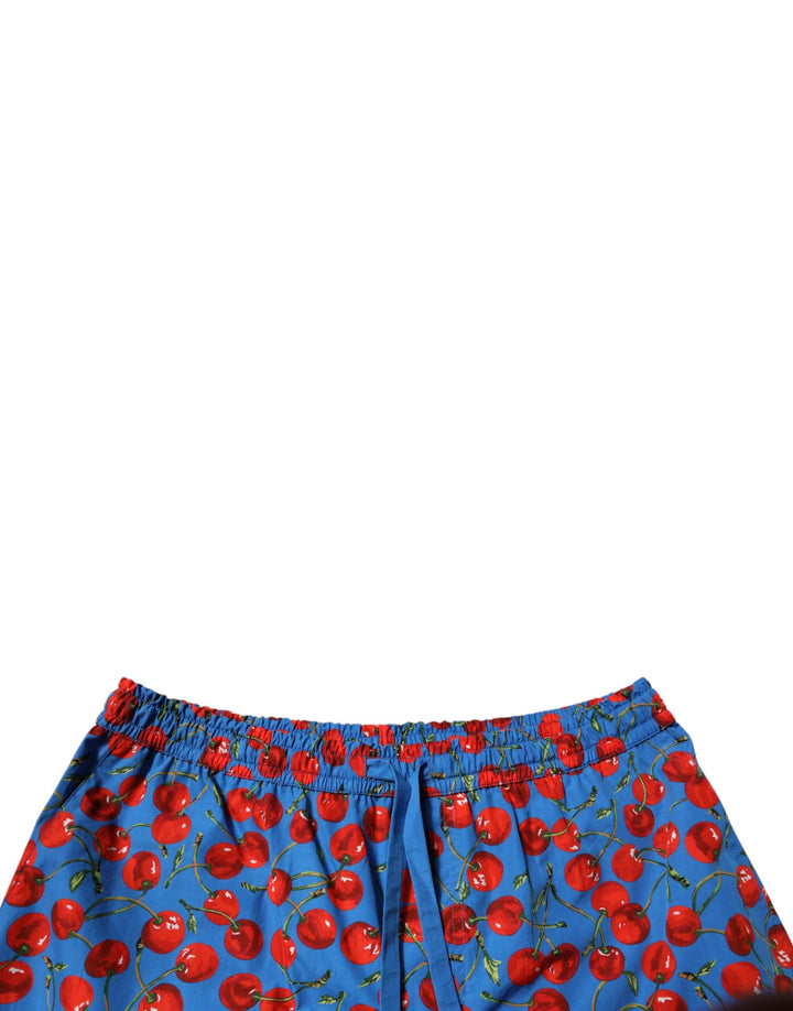 Men’s Dolce &amp; Gabbana Blue Cherry Print Cotton Men Bermuda Shorts
